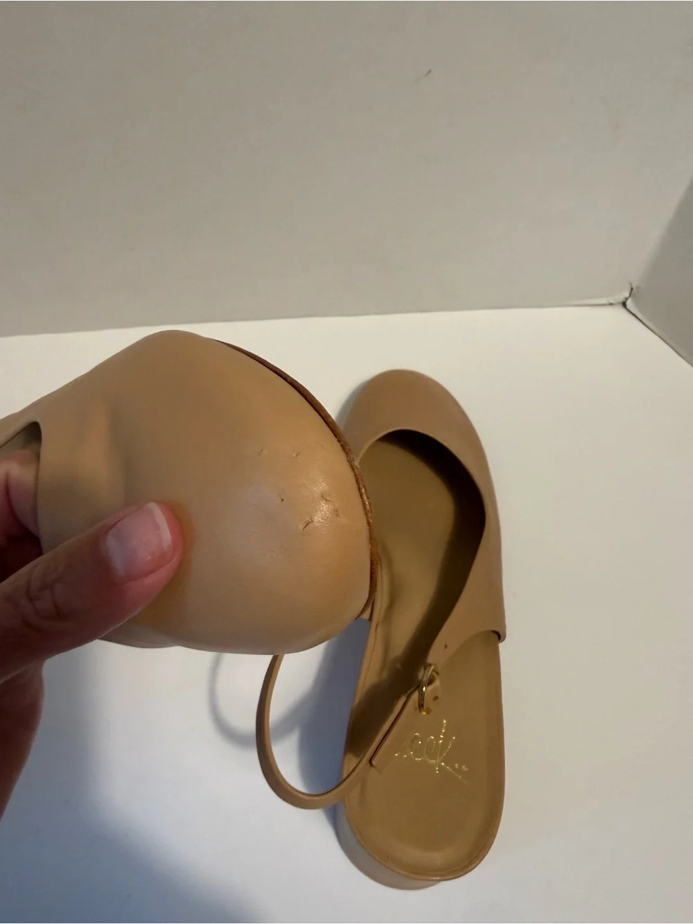 Beek Lora leather beige Solid Slingback Block Heel Buckle Round Toe Ladies US 9*